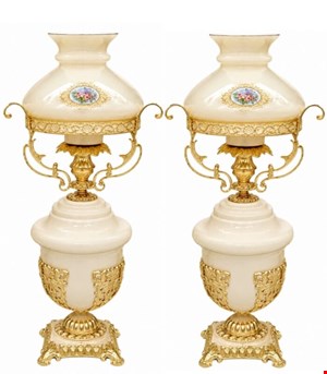 چراغ تزئینی رومیزی نئوکلاسیک سرامیکی دو تکه الین کد CY28